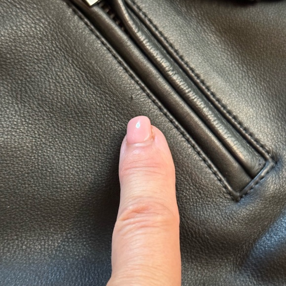 GAP Black Leather Moto Biker Jacket for Men M Excellent - Picture 11 of 11